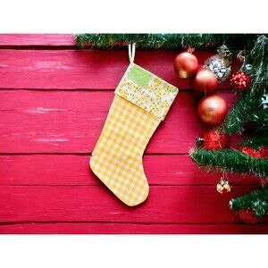 Upcycled Gingham Christmas Stocking